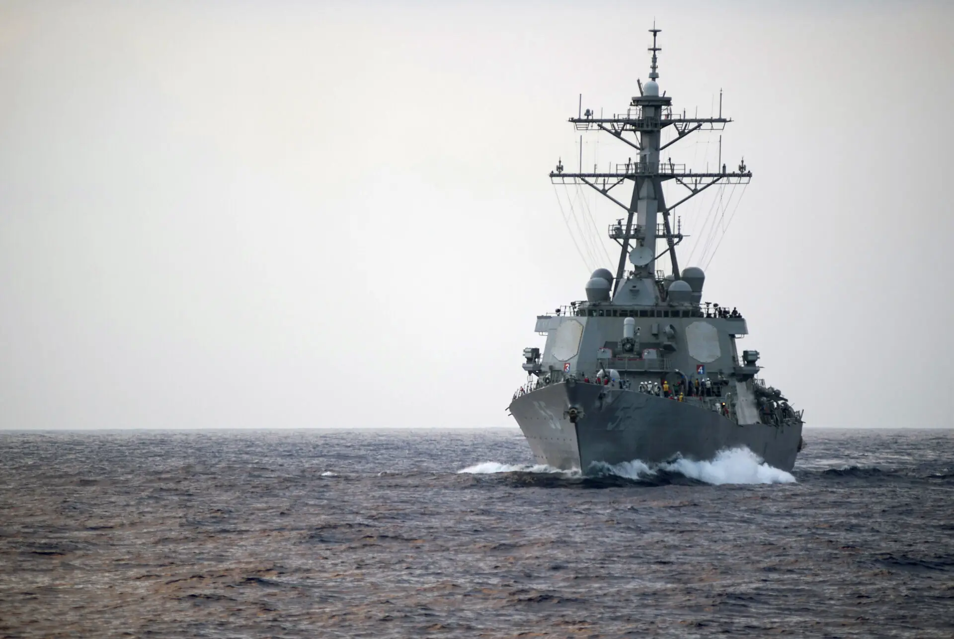 USS Stout was one of the ships that escorted the Libyan oil tanker Morning Glory toward Libya after a March 17, 2014, Navy SEAL operation gained control of the tanker from three armed men who had seized it. (Source: U.S. Navy photo by Petty Officer 1st Class Christopher B. Stoltz)