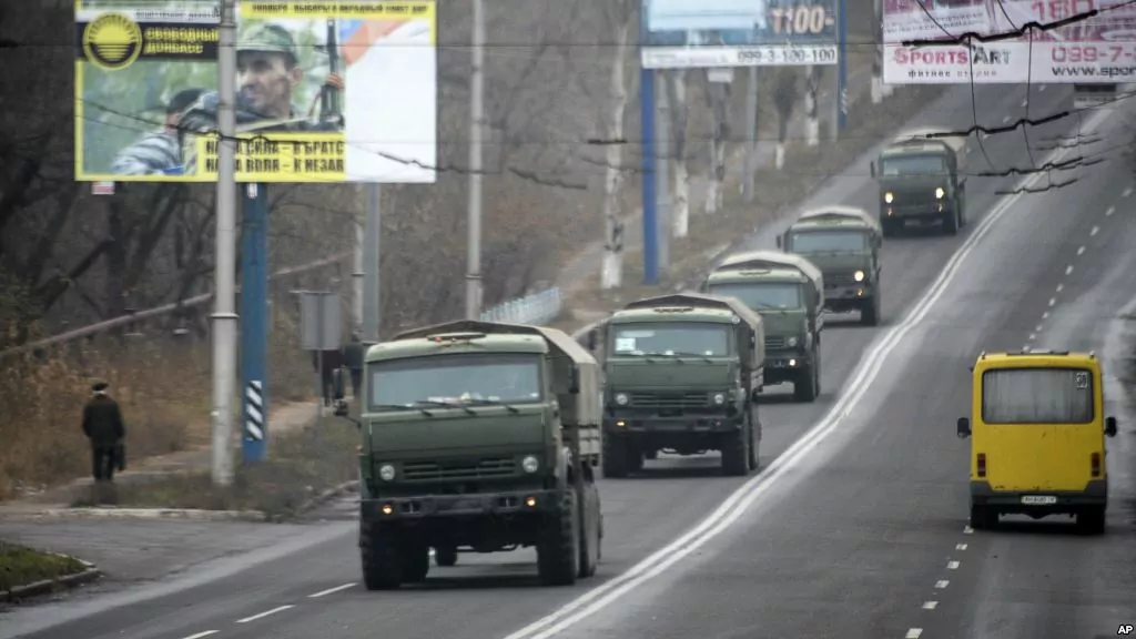 Russian military transports moving into Ukraine this past week (Source: VOA)