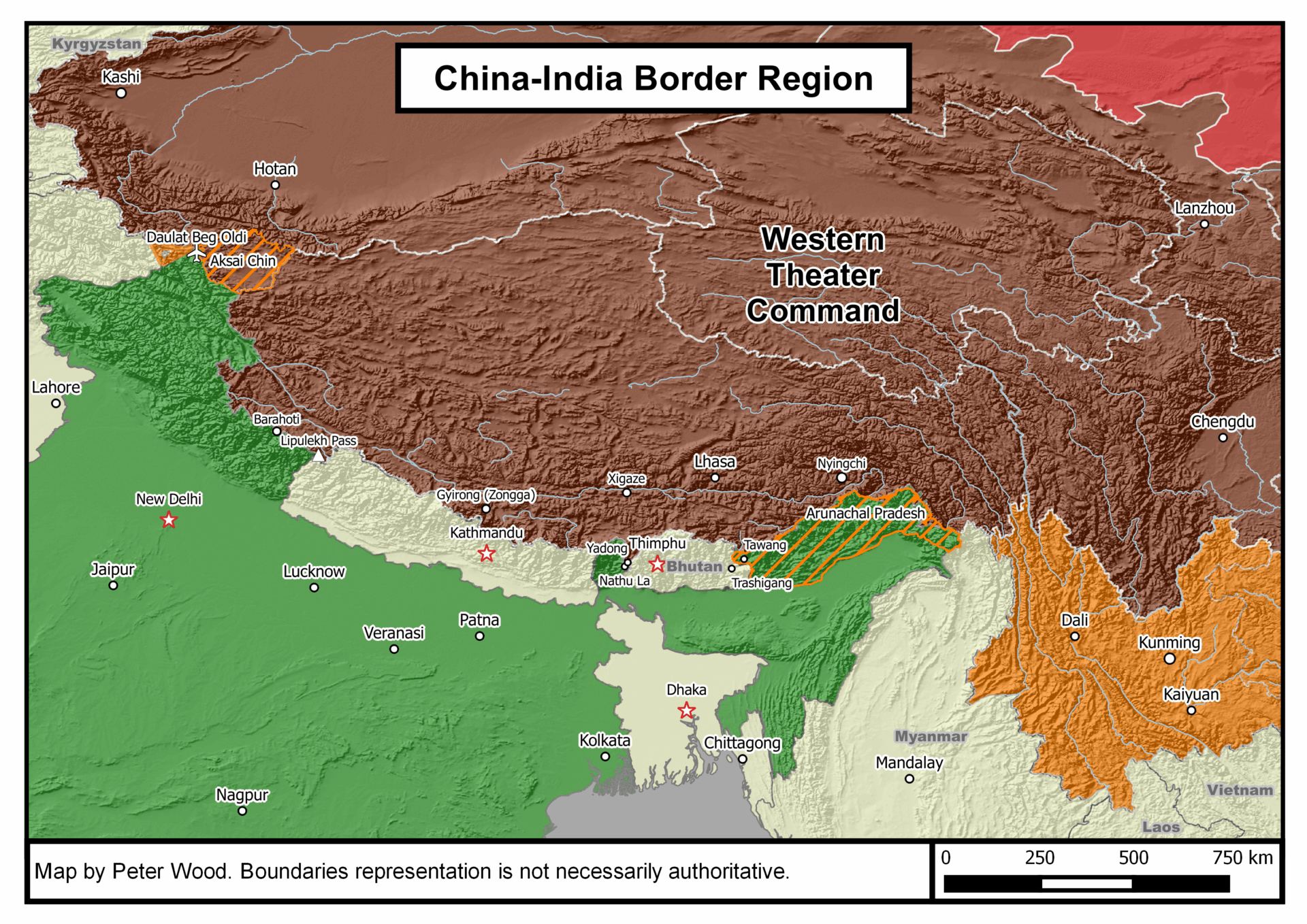 China-India Border Region. Full-Size Map available at the bottom of the page.