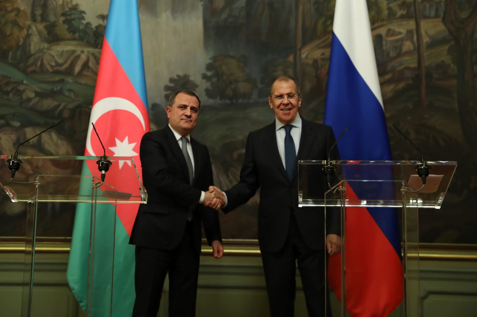 Azerbaijani Foreign Minister Jeyhun Bayramov and Sergei Lavrov