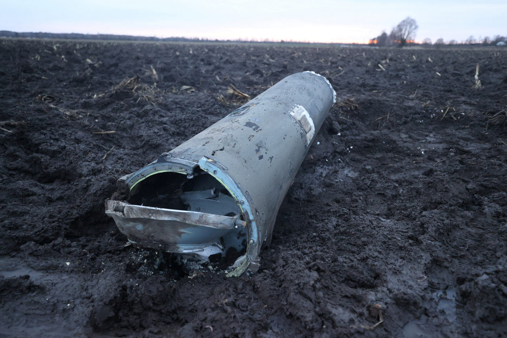 A view shows a fragment of a munition in the Grodno region